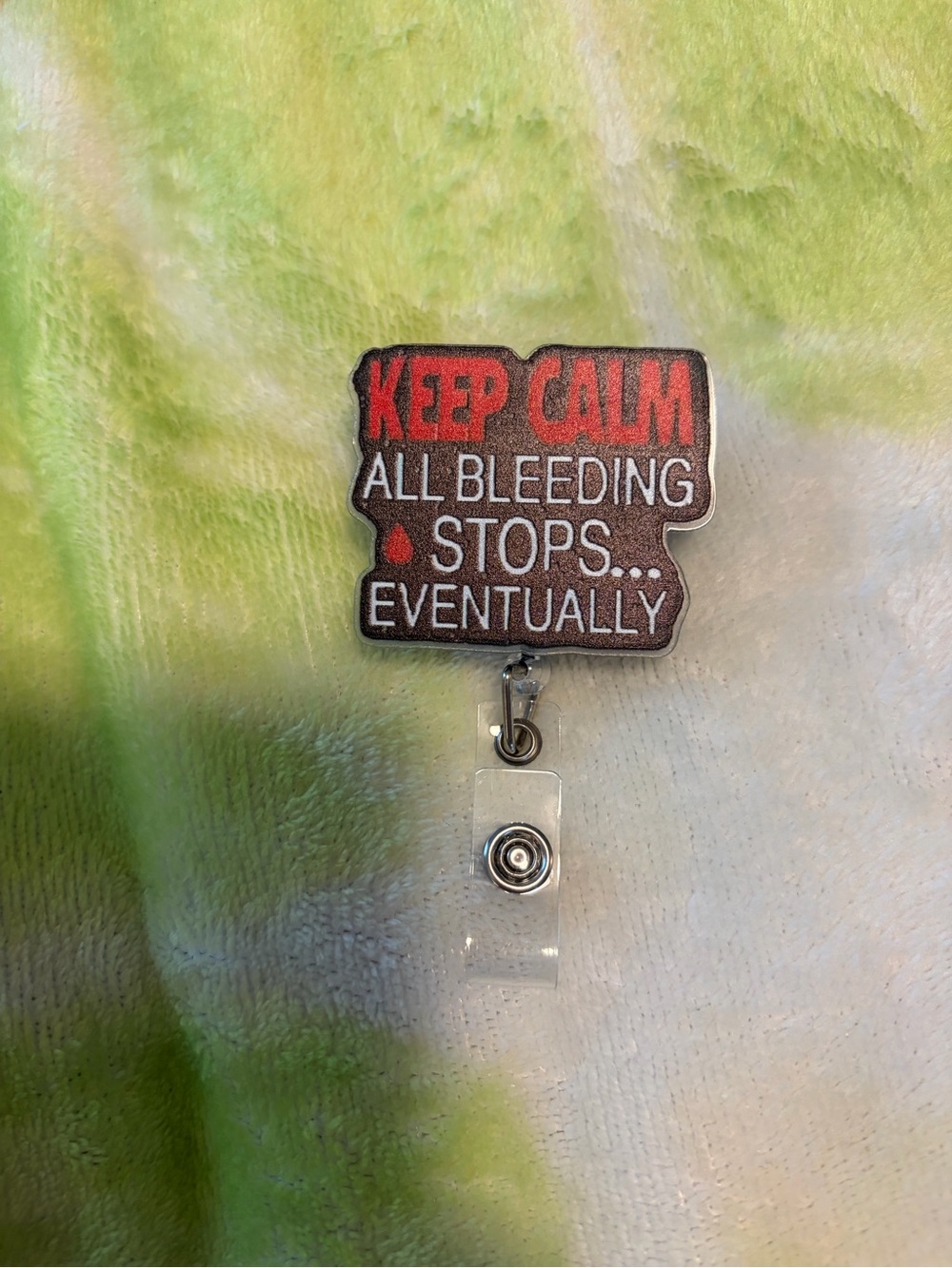 Keep Calm Retractable Badge Holder - Red and Black